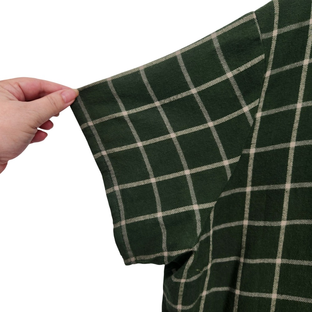 Pact Women's Mountain View Check Flannel Sleep Top Green Plaid Organic Cotton XL - Picture 8 of 9
